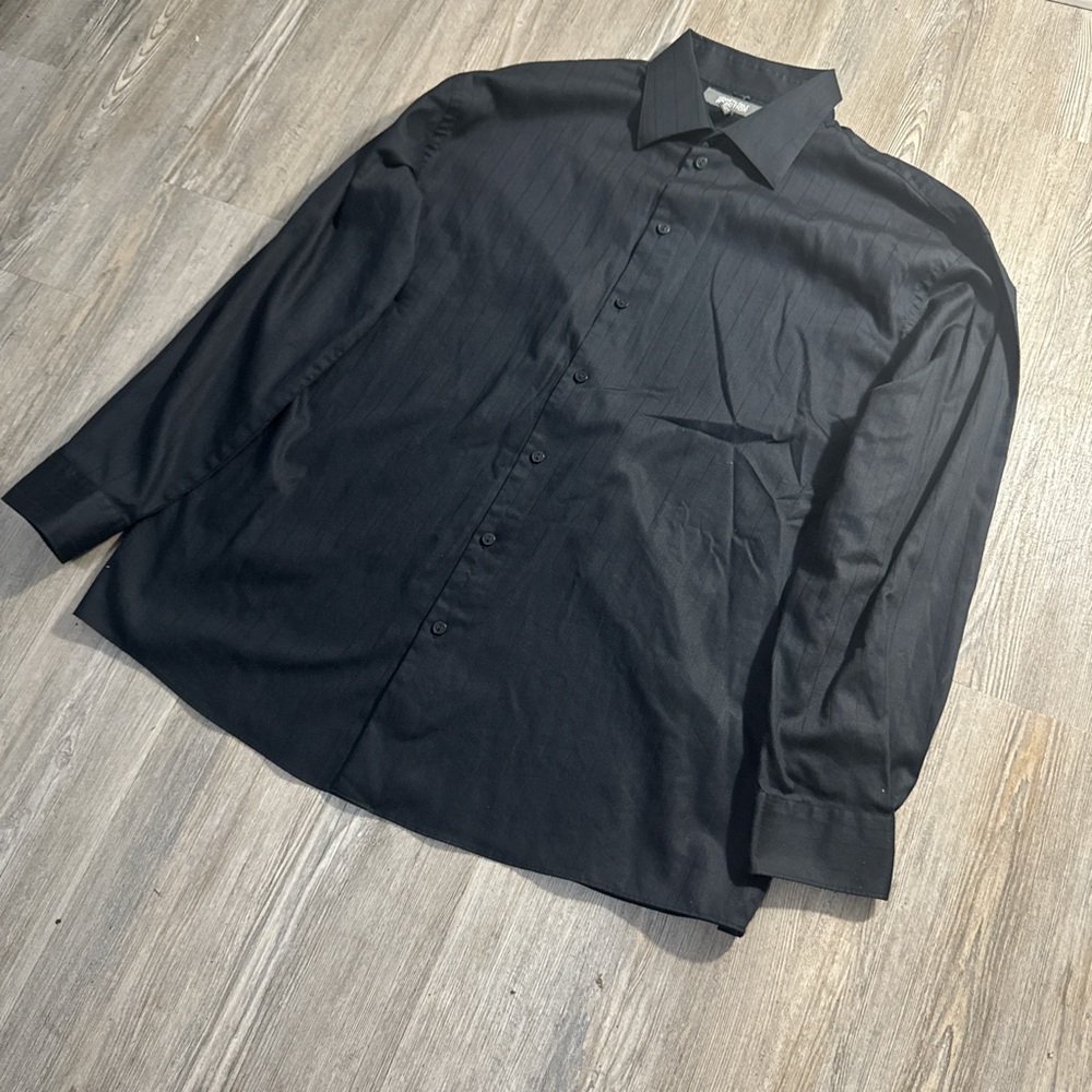 Kenneth Cole Black Dress Shirt Classic Long Sleeve